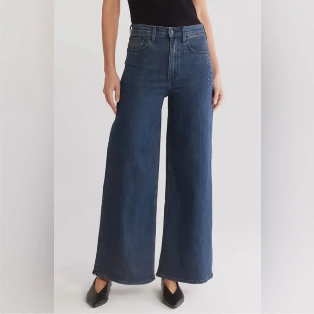Rag & Bone Serena High Waist Rhinestone Wide Leg Jeans 29 - Picture 1 of 6